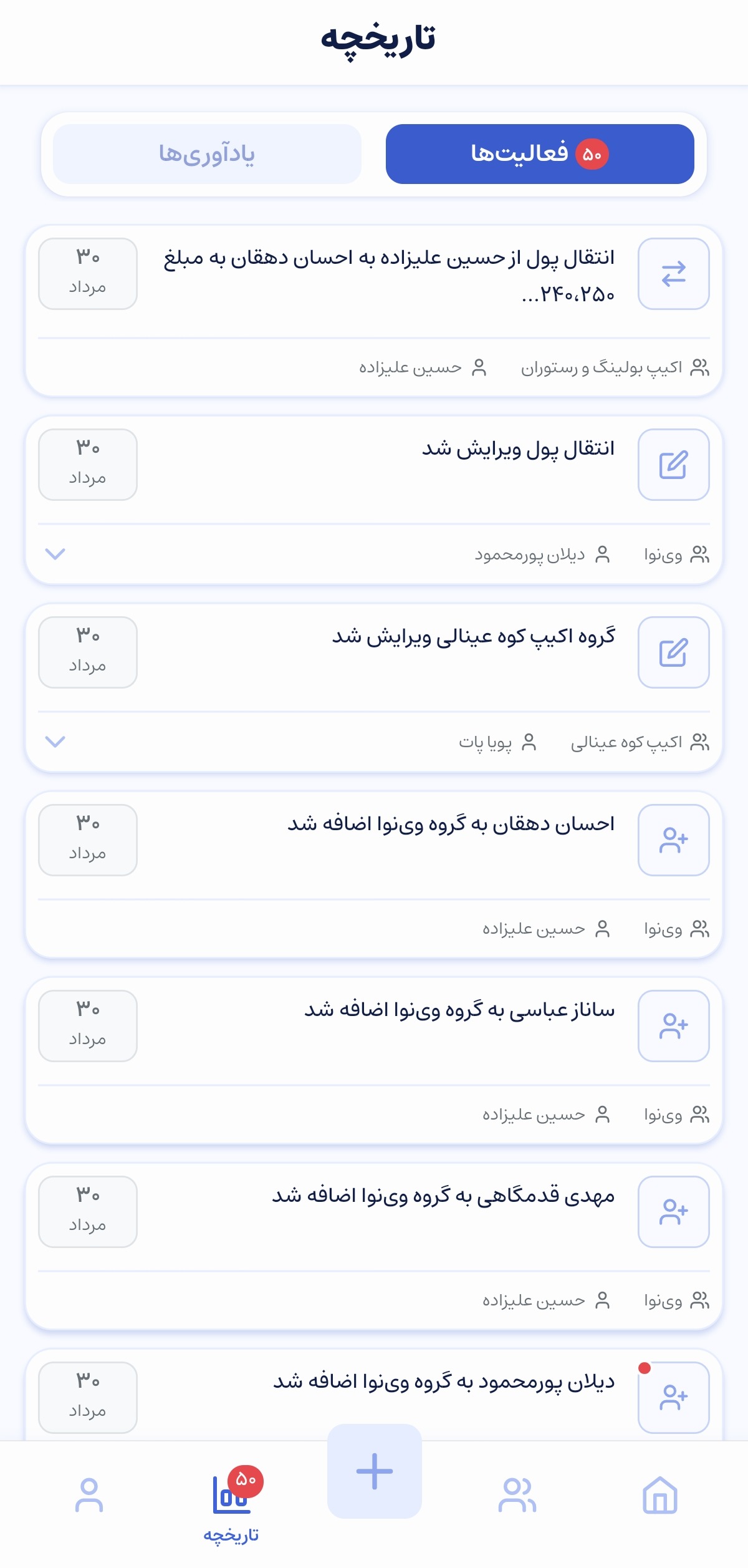 فعالیت‌های اخیر
